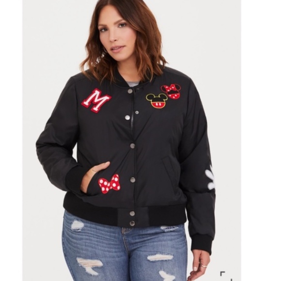 TORRID MICKEY & MINNIE PATCH BOMBER JACKET - Picture 1 of 5